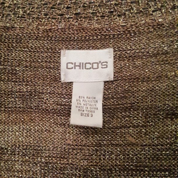 Chico's Gold Metallic Bolero Style Cardigan SZ3 (XL) - Picture 3 of 3